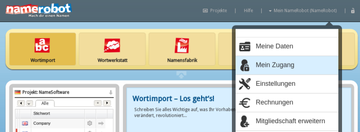 Gehen Sie auf "Mein Zugang" Gehen Sie auf "Mein Zugang"