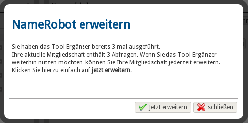 Erweitern Sie Ihren NameRobot-Zugang Erweitern Sie Ihren NameRobot-Zugang