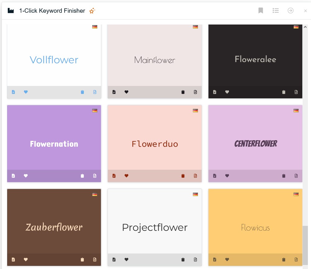 Namensgenerator für Suffixe und Präfixe