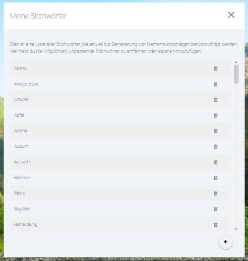 Meine Stichwörter - Wortverwaltung