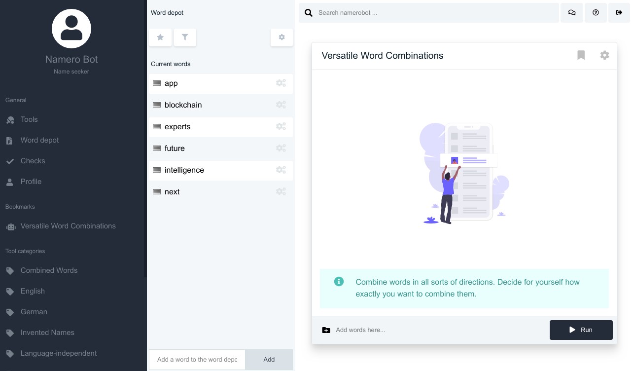 NameRobot Relauch Preview Preview der Nutzeroberfläche nach Namerobot Relaunch