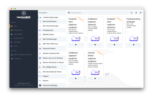 Namensgeneratoren für Komplementärwörter