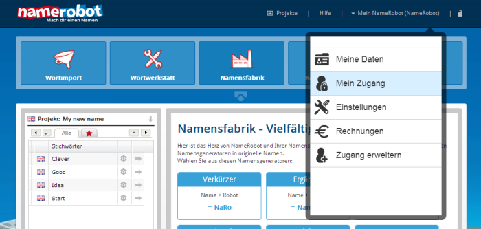 Gehen Sie auf "Mein Zugang" Gehen Sie auf "Mein Zugang"