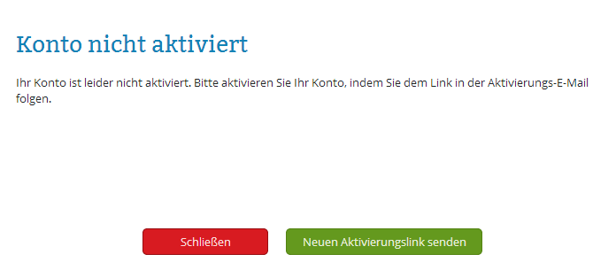 Aktivierungslink anfordern Aktivierungslink anfordern